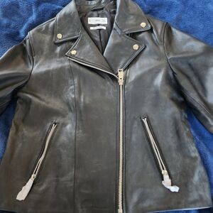 MANGO LEATHER MOTO JACKET SIZE MED NEW
